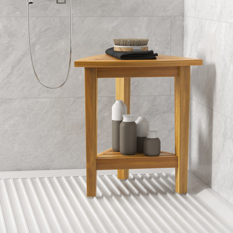 18 Inches Waterproof Shower Stool with Storage Shelf SHOWROOM ITEM