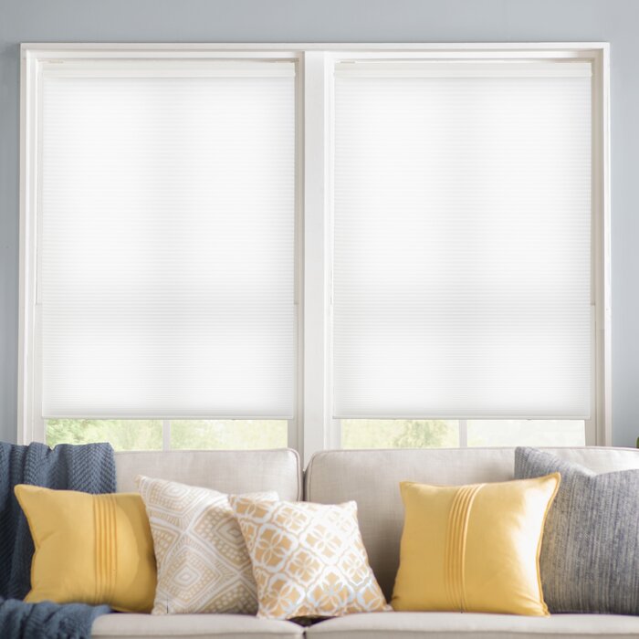 White Top-Down Bottom-Up Semi-Sheer Cellular Shade, 34" W x 64" L (Set of 2)