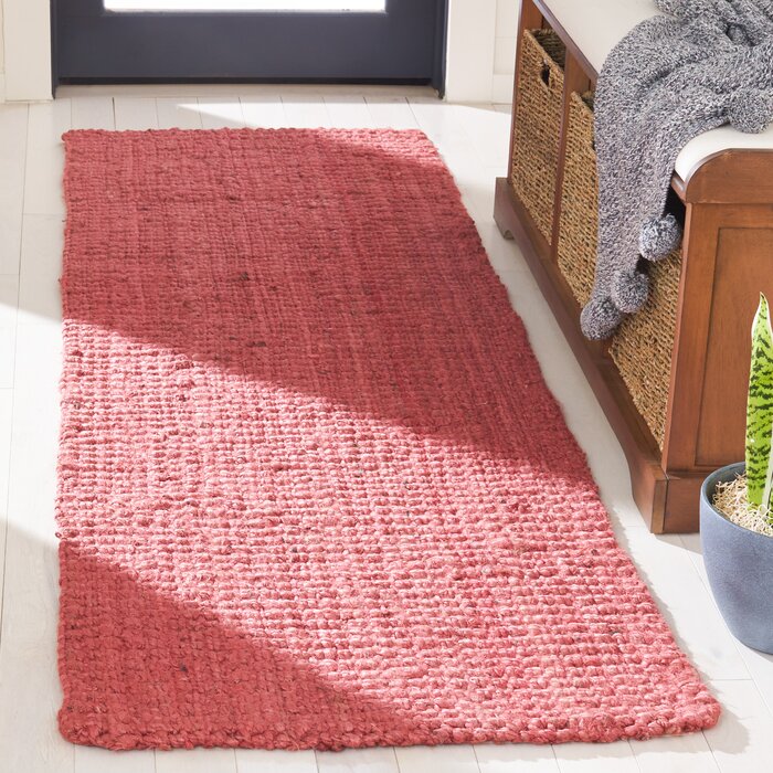 Weatherhill Handmade Flatweave Jute/Sisal Red Rug, Runner 2'3" x 13'