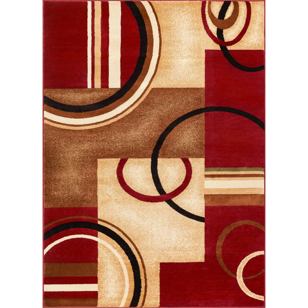 Well Woven Barclay Arcs & Shapes Modern Geometric Circles Area Rug - 3' 11" x 5' 3" - Red - Rectangle