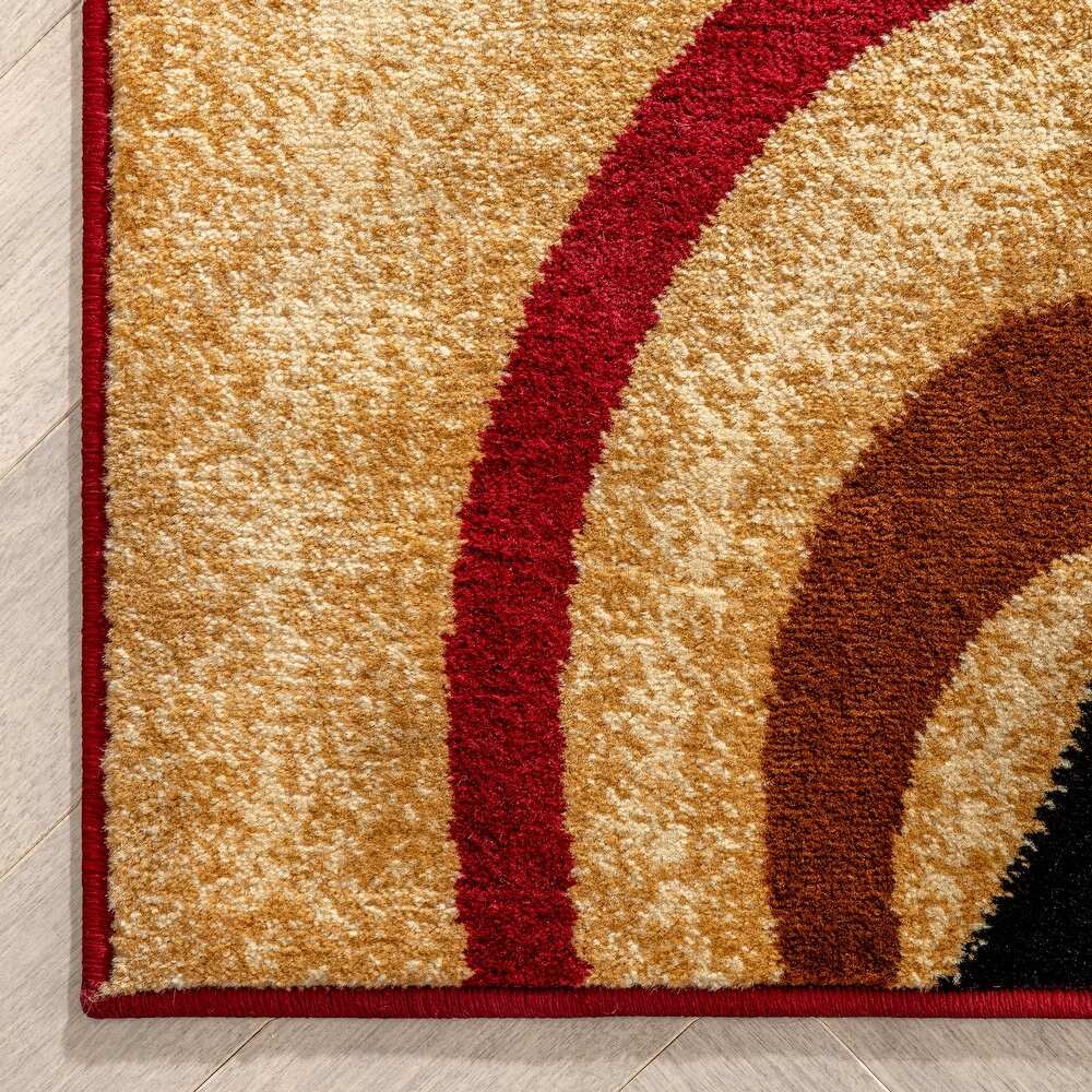 Well Woven Barclay Arcs & Shapes Modern Geometric Circles Area Rug - 3' 11" x 5' 3" - Red - Rectangle