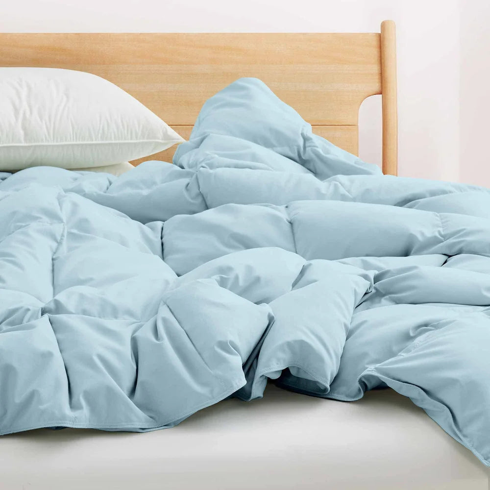 White Feather Down Comforter Duvet Insert All Warmth Levels - King - Blue Lightweight