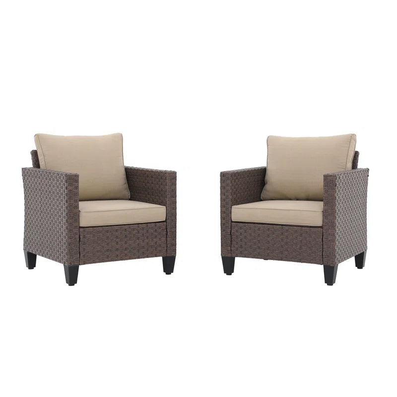 Wicker Patio Chair with Cushions (Set of 2)