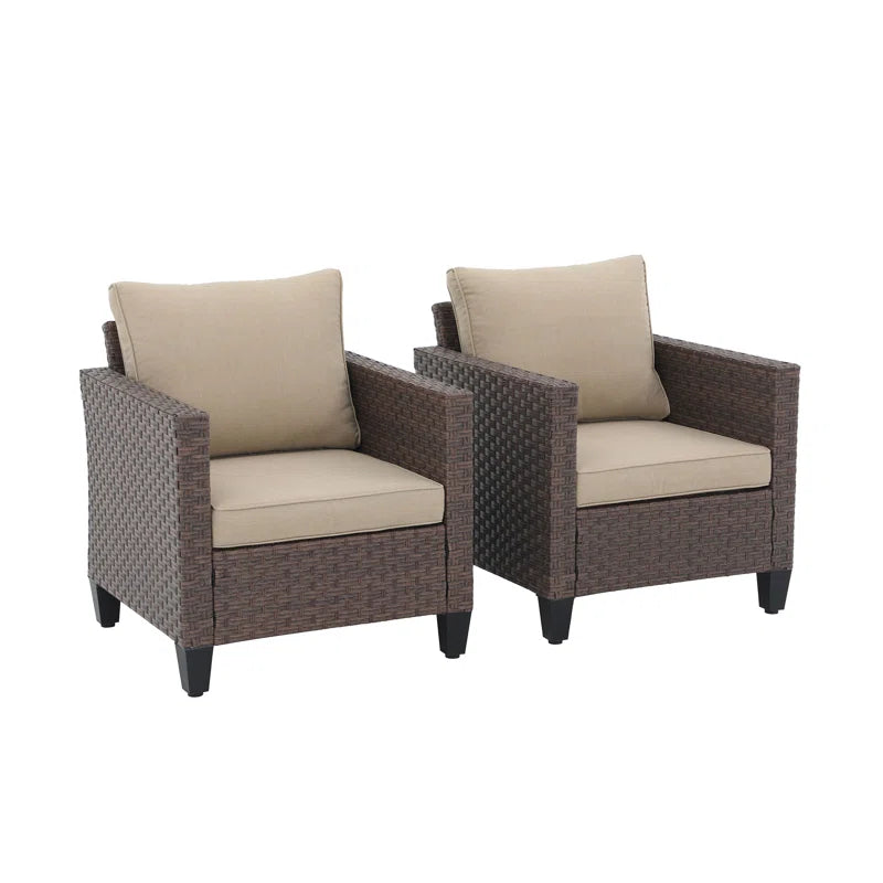 Wicker Patio Chair with Cushions (Set of 2)