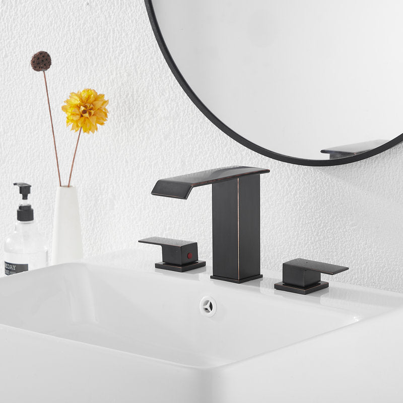 Oil Rubbed Bronze Widespread Faucet 2-handle Bathroom Faucet with Drain Assembly