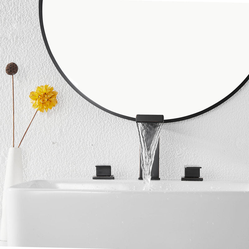 Oil Rubbed Bronze Widespread Faucet 2-handle Bathroom Faucet with Drain Assembly