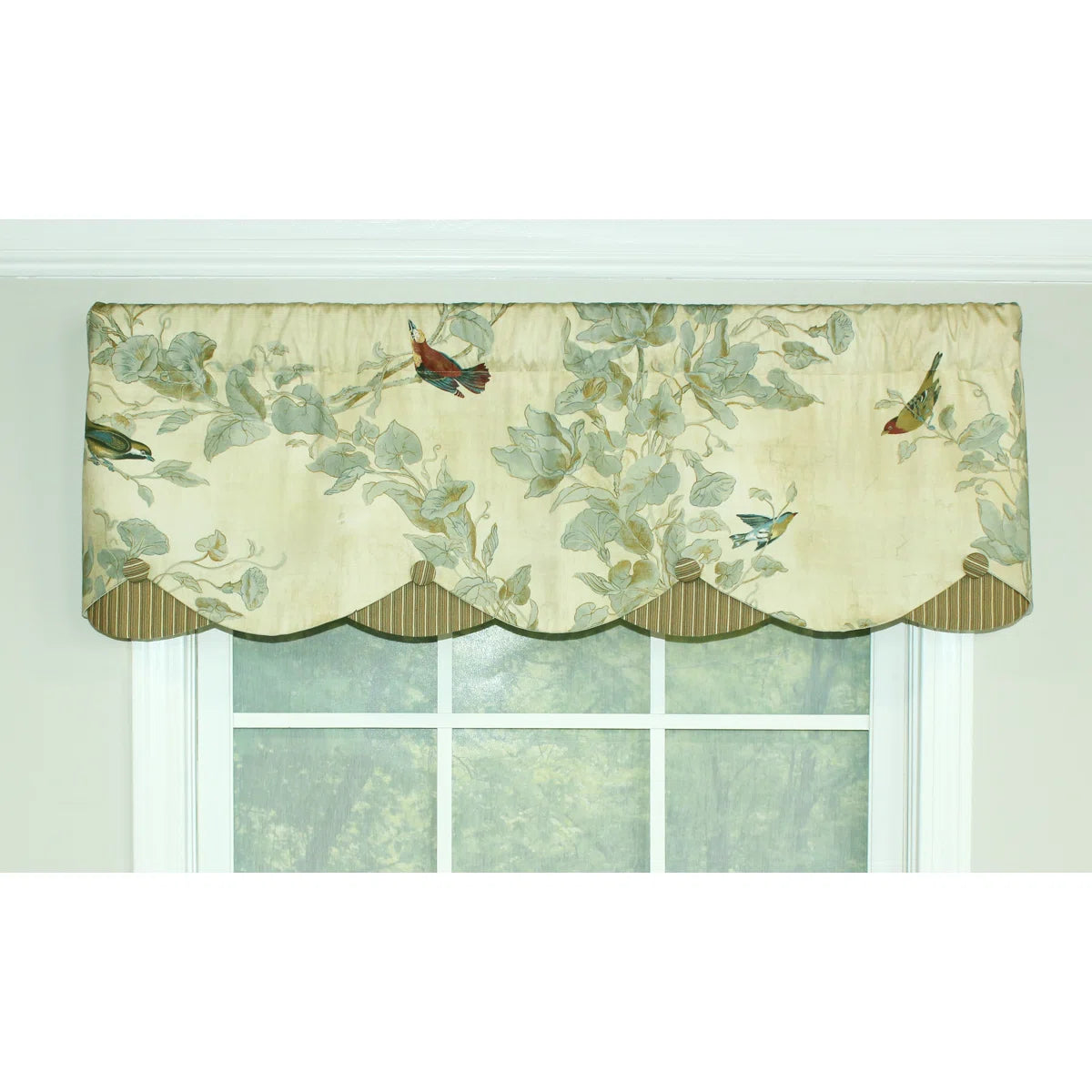 Windsong Cotton Blend Floral Scalloped Window Valance