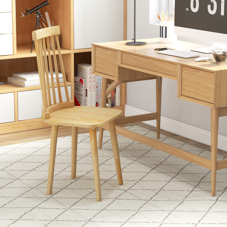 1-Piece Dining Chairs with High Spindle Back and Natural Rubber Wood Legs