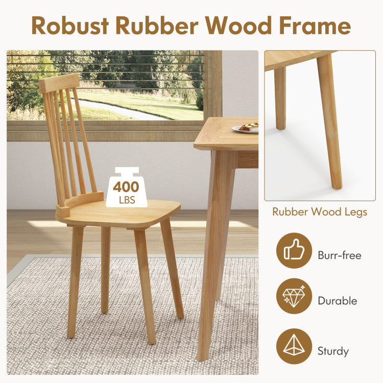 1-Piece Dining Chairs with High Spindle Back and Natural Rubber Wood Legs