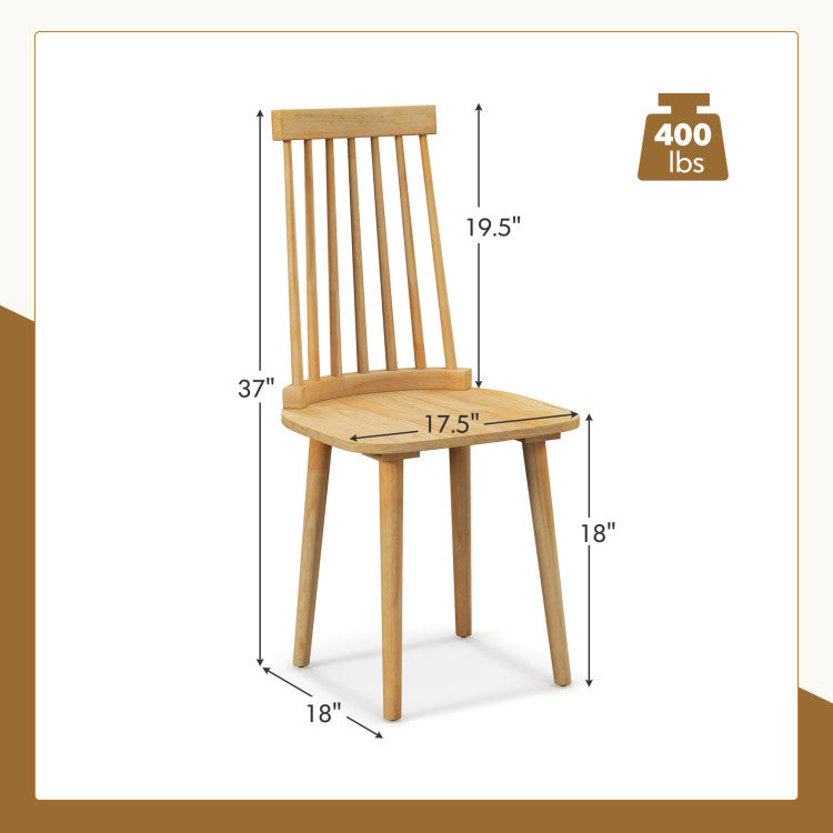 1-Piece Dining Chairs with High Spindle Back and Natural Rubber Wood Legs