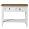 Wood Hall Table Console 2 Drawers Corona | Furniture Dash - White wash stain, tops in antique brown stain.