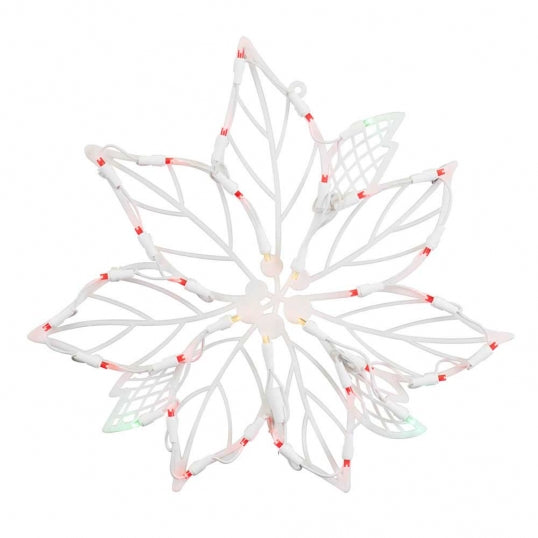 16H x 15W inch Poinsettia Wire Silhouette: Wide Angle LED Lights