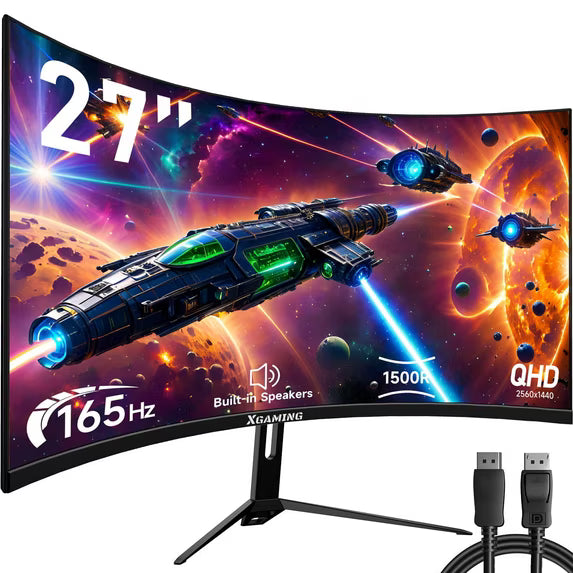 Curved Gaming Monitor, Ultra Wide PC Monitor, Metal Black
