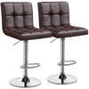 2pcs Adjustable Modern Faux Leather Swivel Bar Chairs - Brown