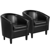 2pcs Faux Leather Accent Chair for Living Room, Black