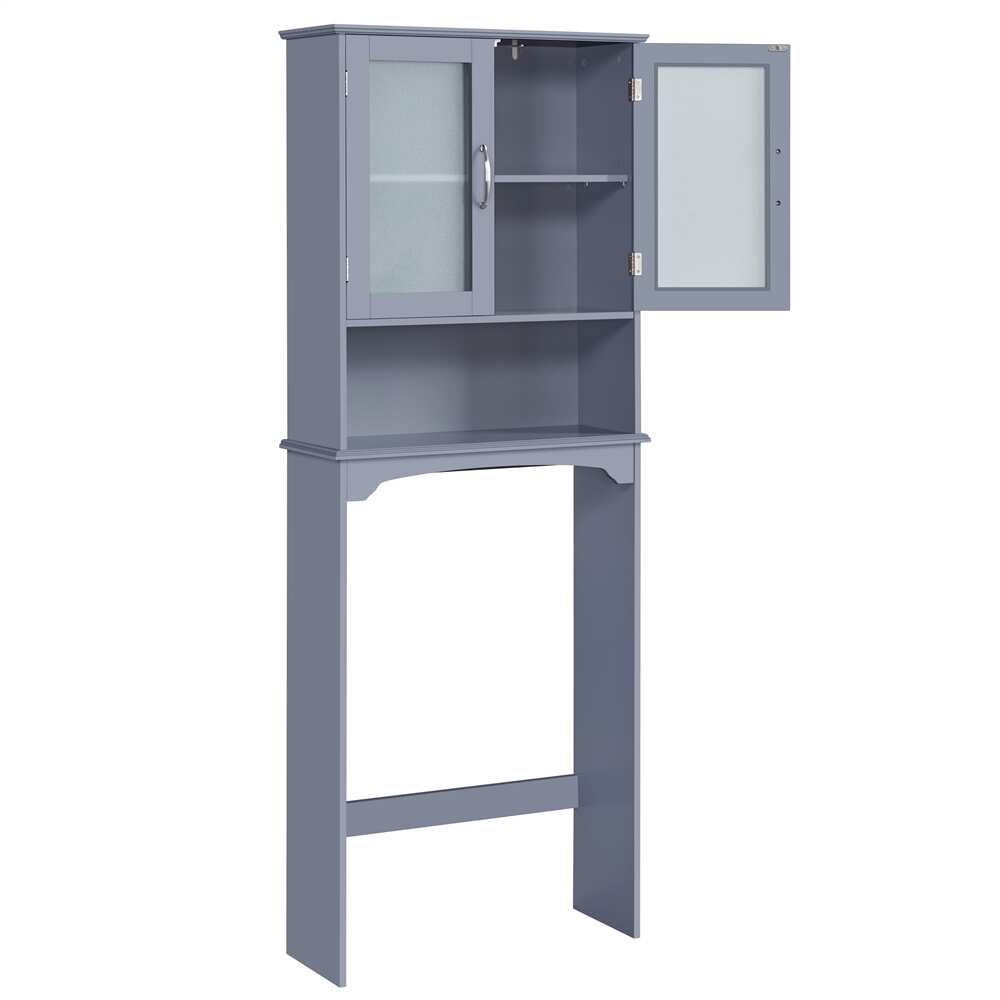 Bathroom Organizer Over The Toilet,2-Door,1 Open-Shelf - Grey
