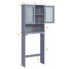 Bathroom Organizer Over The Toilet,2-Door,1 Open-Shelf - Grey