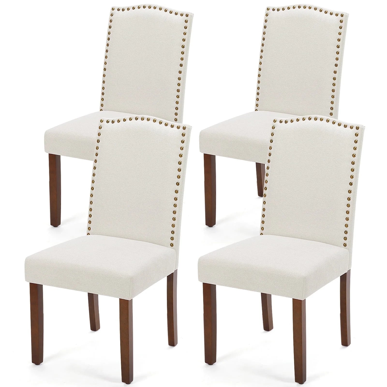 (Set of 4) Parsons Chairs with Nailhead Trim and Wood Legs SHOWROOM ITEM