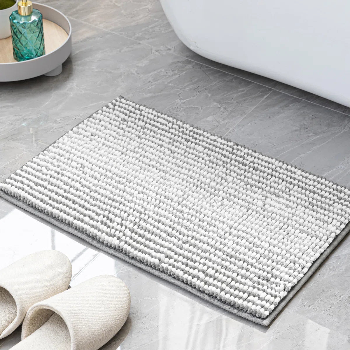 Zager Microfiber Soft Chenille Bath Rug with Non-Slip Backing