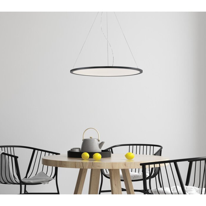 LED Matte Black Chandelier with White Acrylic Disc (final cut, no further discounts)