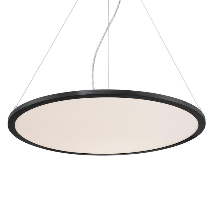 LED Matte Black Chandelier with White Acrylic Disc (final cut, no further discounts)