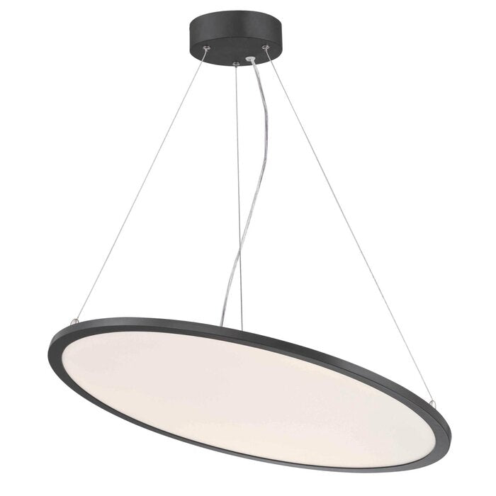 LED Matte Black Chandelier with White Acrylic Disc (final cut, no further discounts)