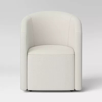 Aveline Barrell Dining Chair with Casters Cream/Linen - Upholstered Swivel