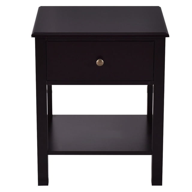 End Table Nightstand Storage Display Furniture Drawer Shelf Beside Brown