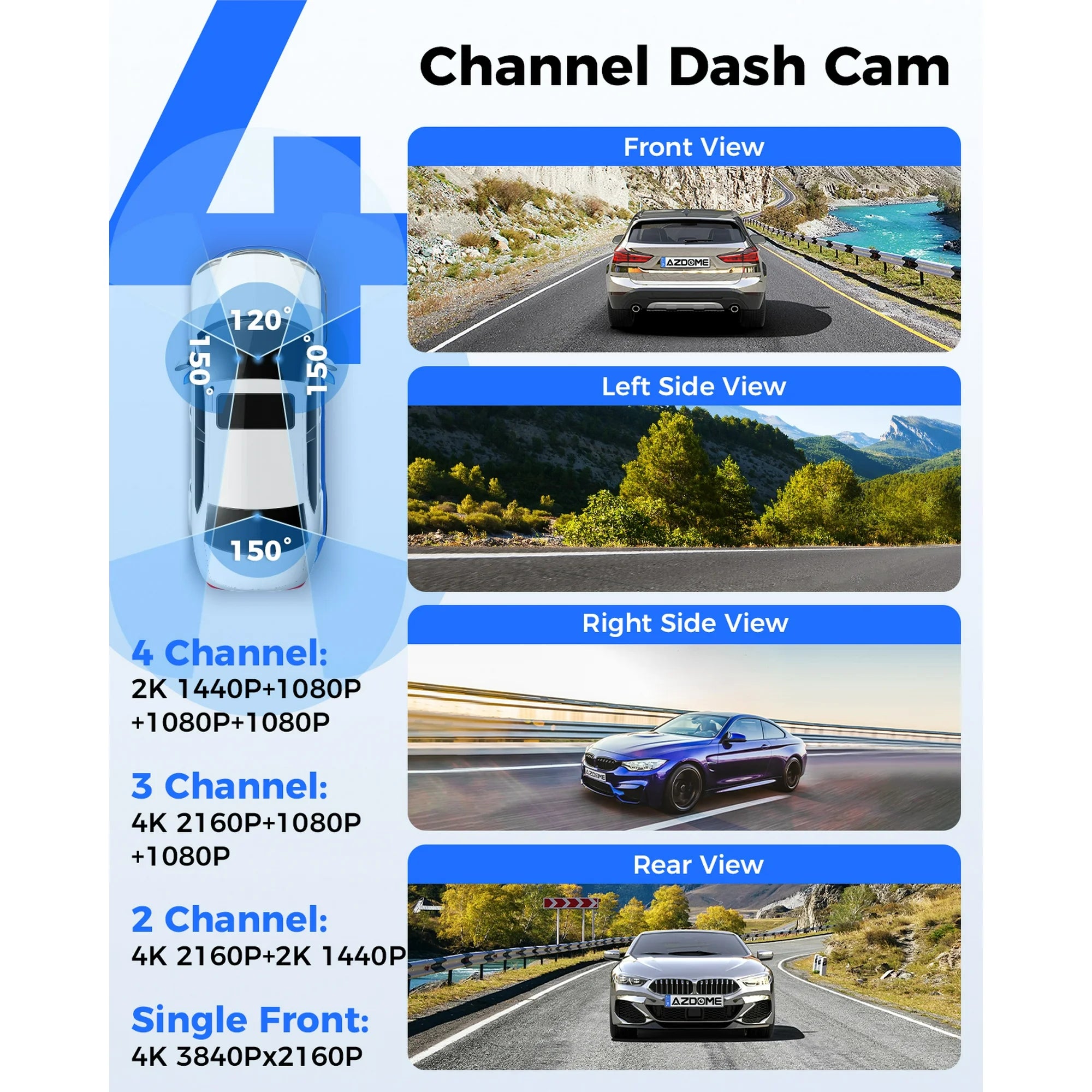 4 Channel 360° Dash Cam Front Rear Inside with 128GB eMMC, 2K+1080P*3 Dashcam 5G WiFi Dash Camera for Cars, IR Night Vision, Smart Voice Control, Parking Mode, Fatigue Driving Reminder M660