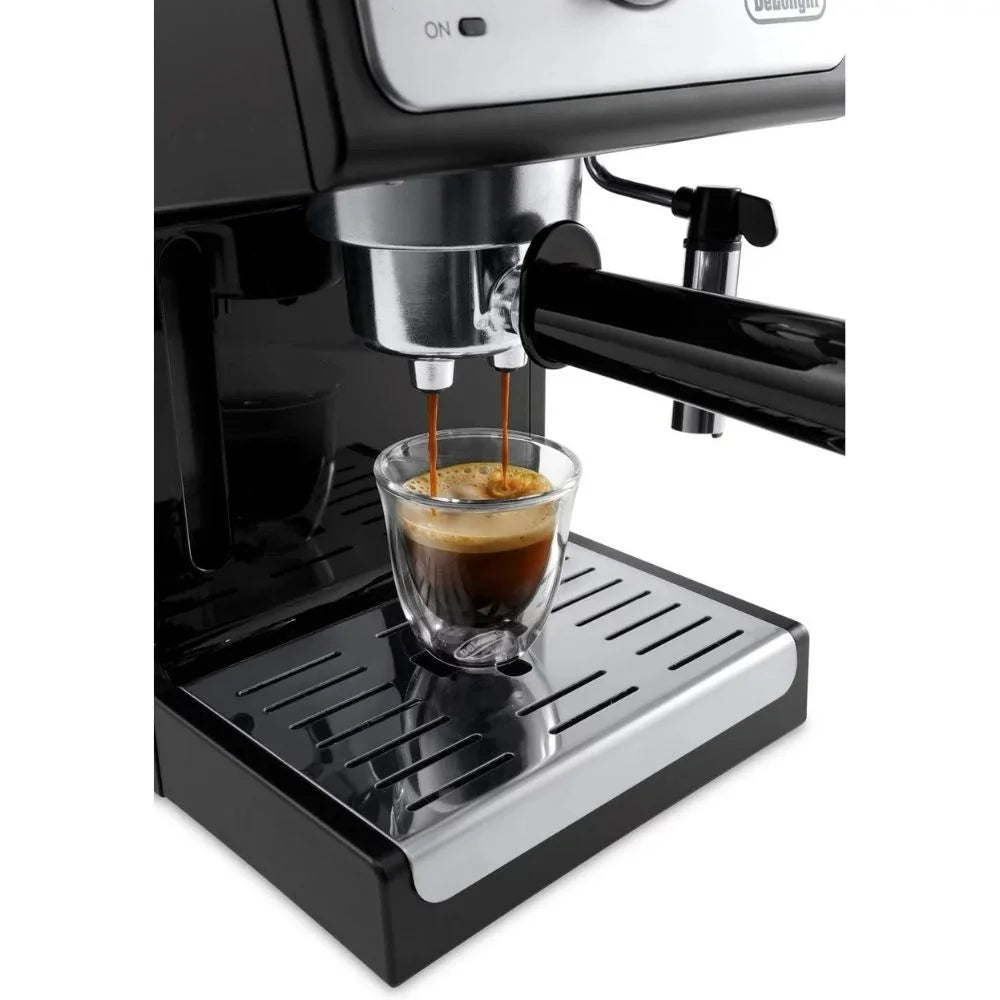 Espresso and Cappuccino Machine Silver/Black 15-Bar Pump