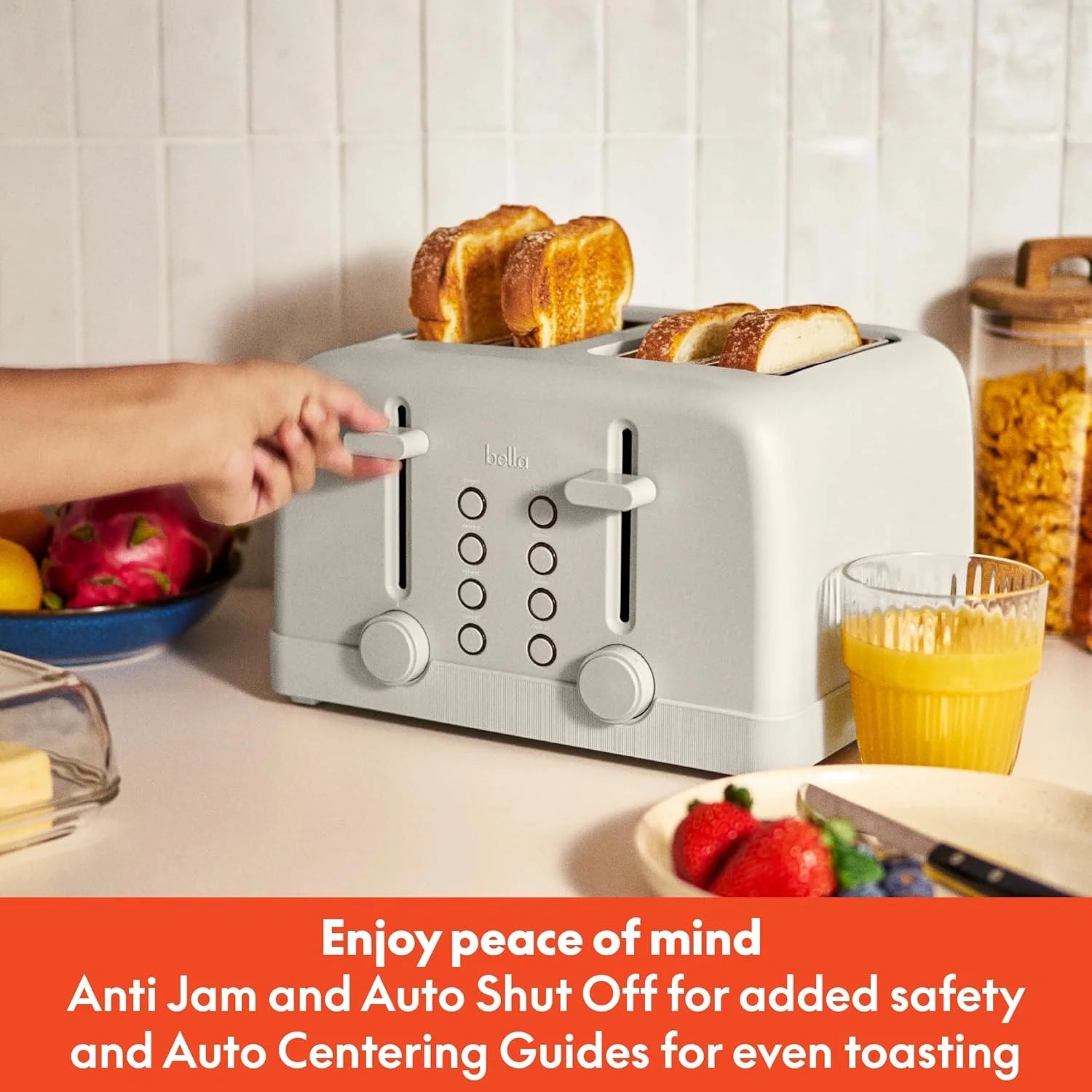 bella 4 Slice Toaster, 6 Setting Shade Control w Reheat