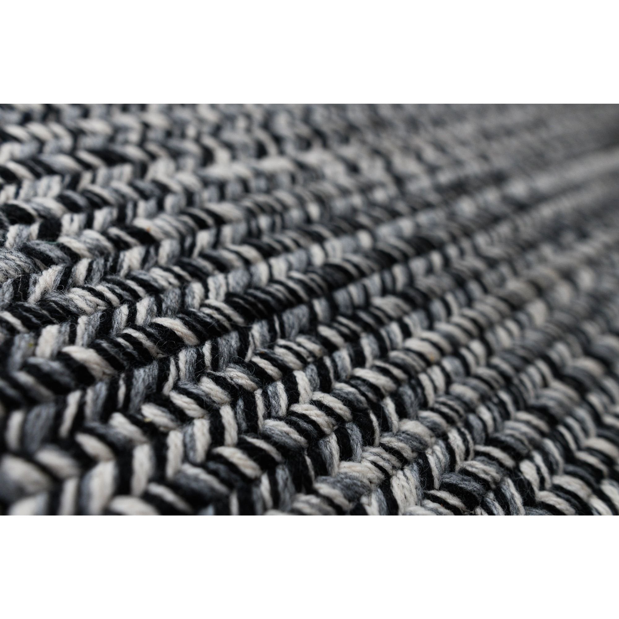 Black and White Tweed All Purpose Handcrafted Reversible Rectangular Area