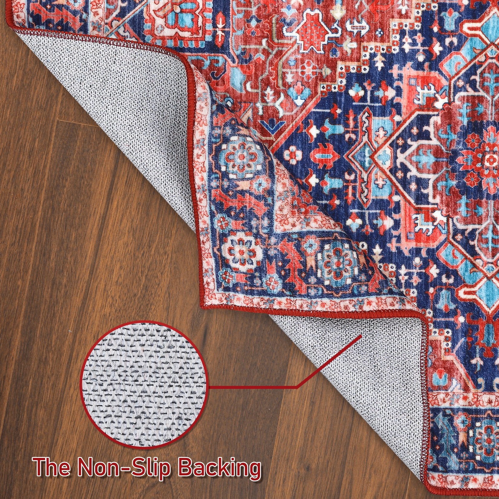 Boho Area Rug Persian Distressed Design, Machine Washable Rug for Living Room Bedroom