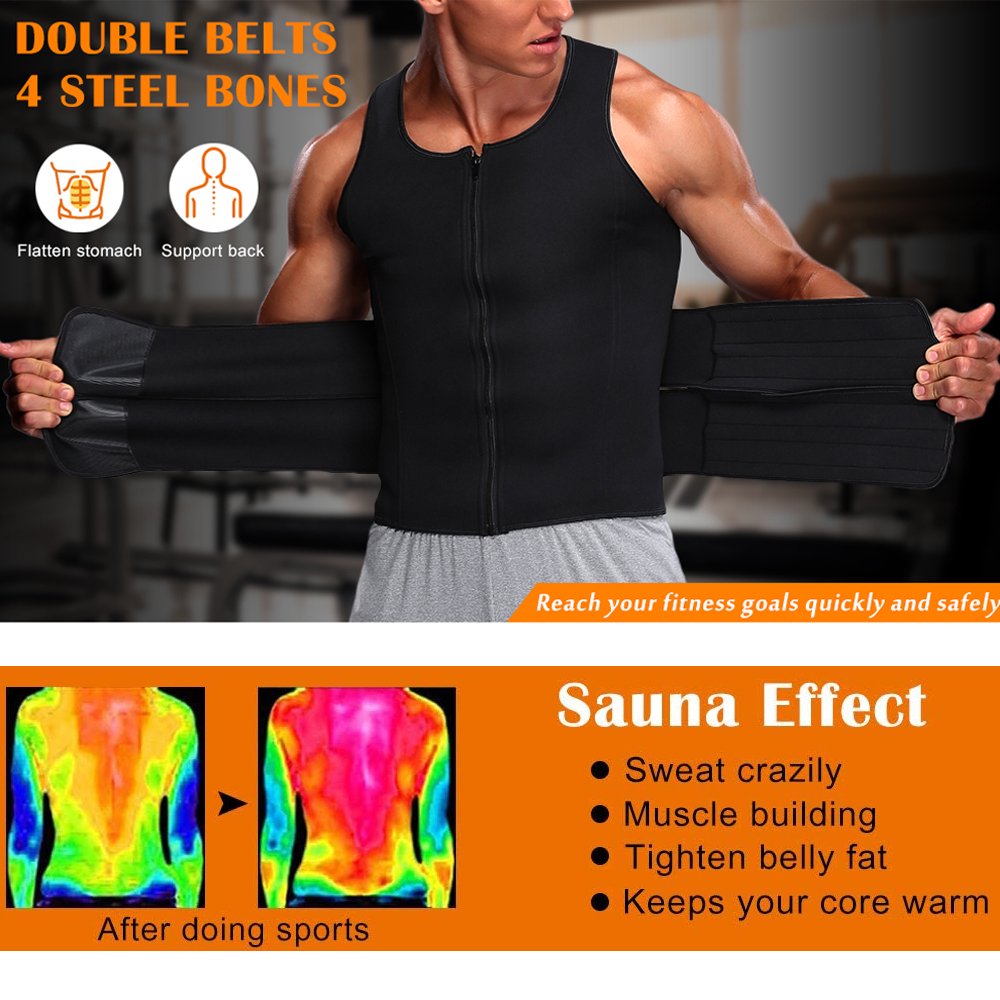 Men Sauna Hot Neoprene Body Shaper Waist Trainer Sweat Vest Tank Top Slimming Workout