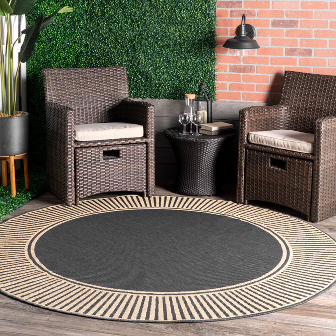 Asha Simple Border Indoor/Outdoor Area Rug 6'x7" Round