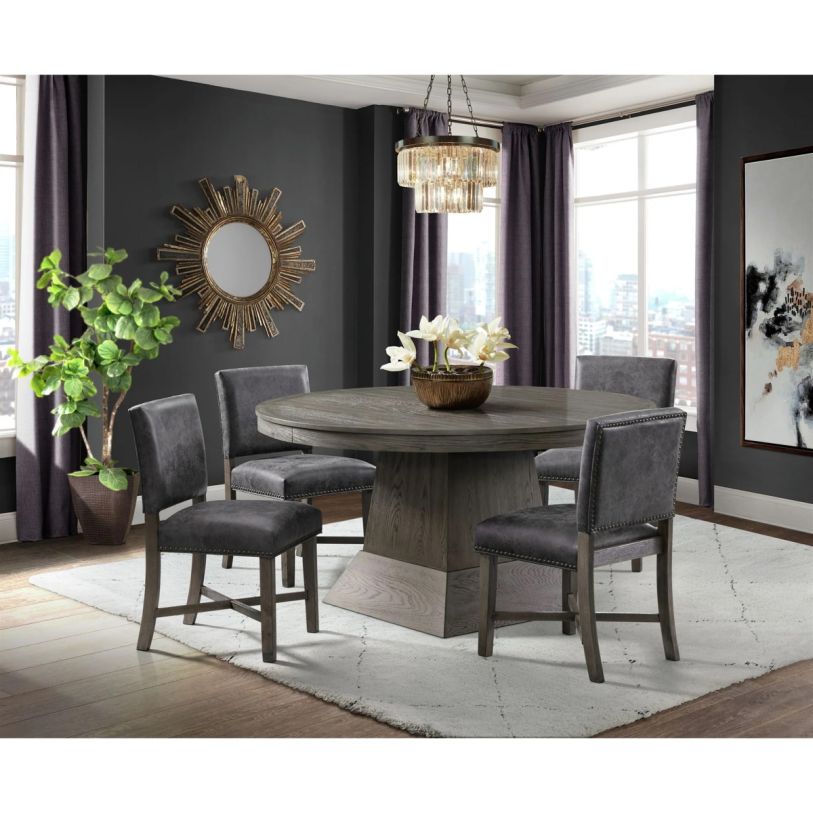 Elements International Collins Dining Table in Weathered Gray - TABLE BASE ONLY