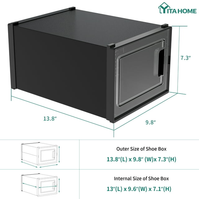 6Pcs Shoe Box MediumTransparent Organizer Stackable Sneaker Storage