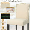 2 Pcs Fabric Nail Head Counter Height Dining Side Chairs Set-Beige, Bar Height Stools