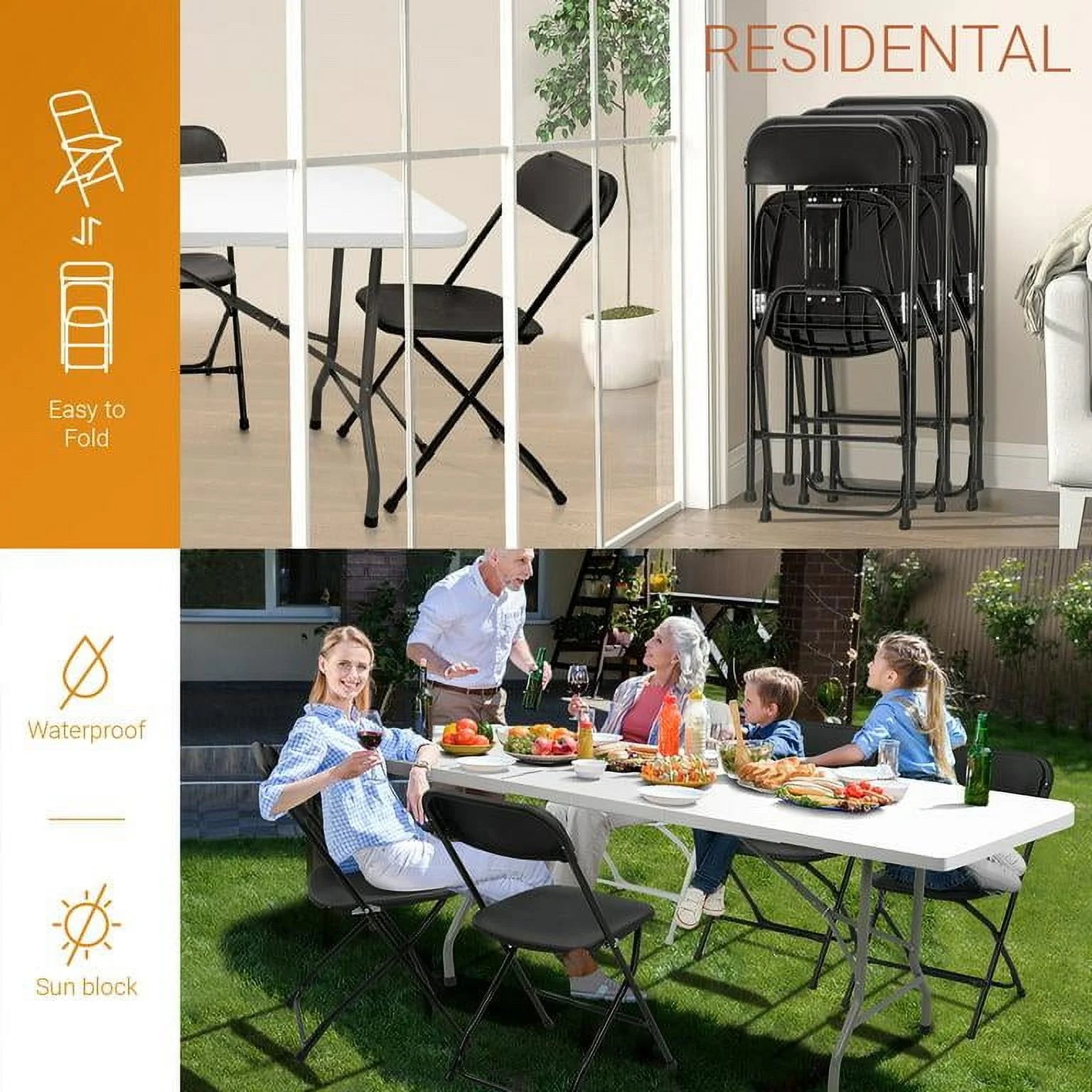 4 Pack Indoor Outdoor Events Seats Black
