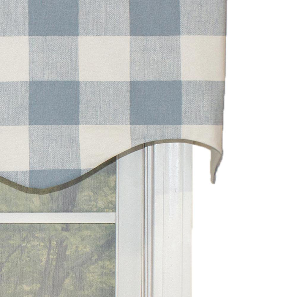 Home Grande Check Style Regal All Season Valance Blue 3 Rod Pocket