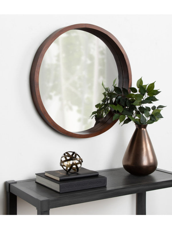 Round Wood Wall Mirror