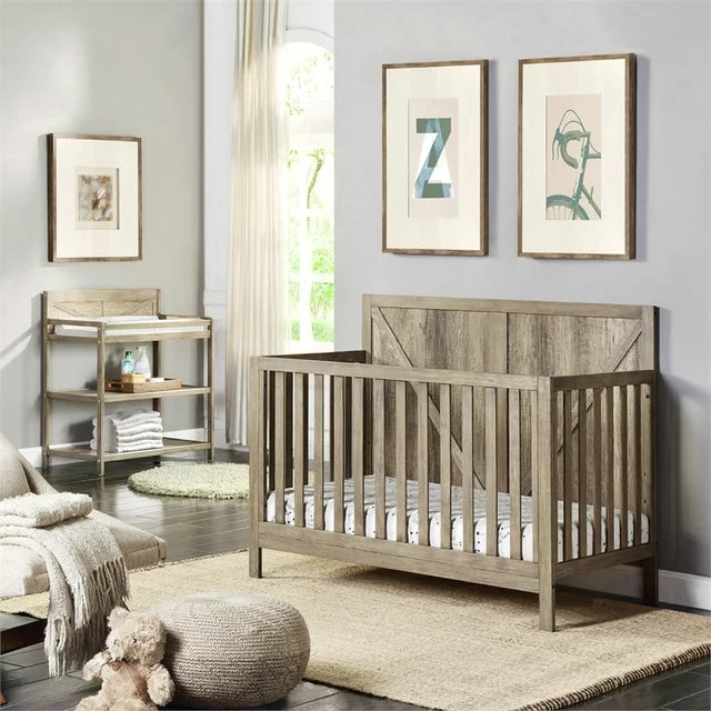 Barnside Farmhouse Wood 4-in-1 Convertible Crib in Vintage Chestnut