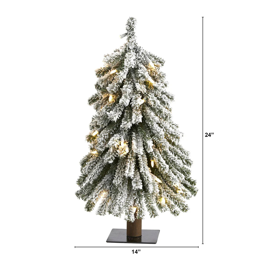 Flocked Grand Alpine Artificial Christmas Tree with 35 Clear Lights and 111 Bendable Branches on Natural Trunk