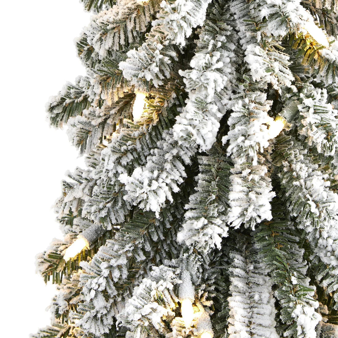 Flocked Grand Alpine Artificial Christmas Tree with 35 Clear Lights and 111 Bendable Branches on Natural Trunk