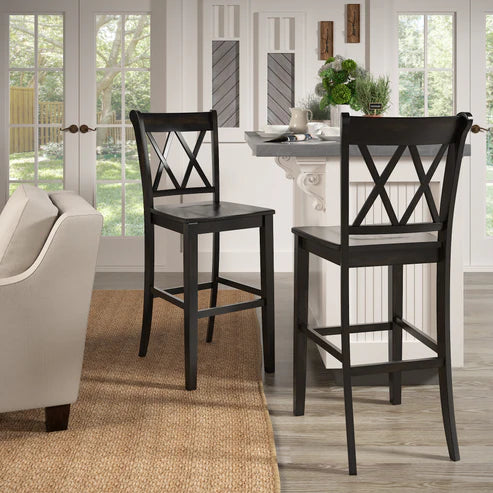 X-Back Bar Height Chairs (Set of 2) - Antique Black Finish