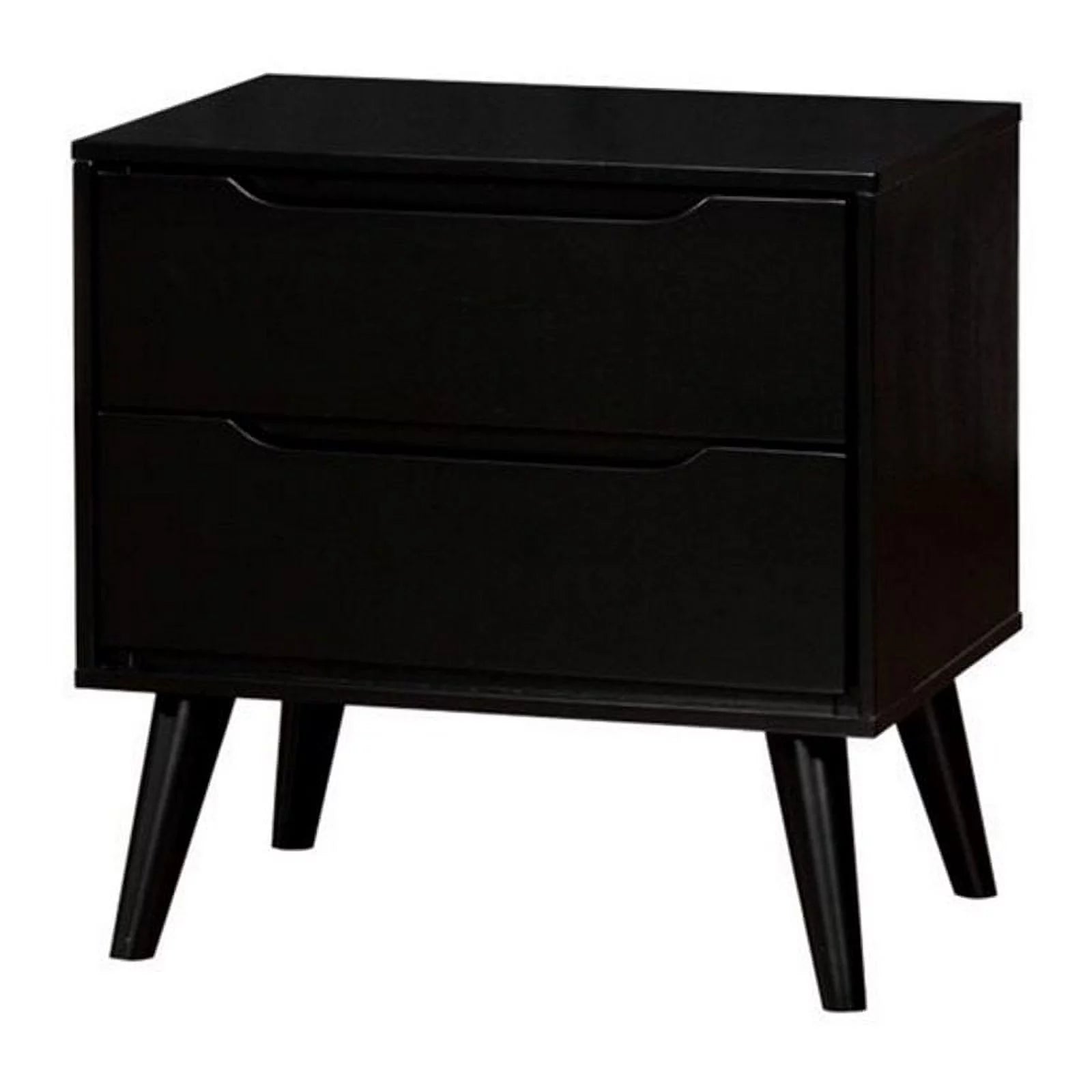 Belkor Mid-Century Modern Wood 2-Drawer Nightstand in Black