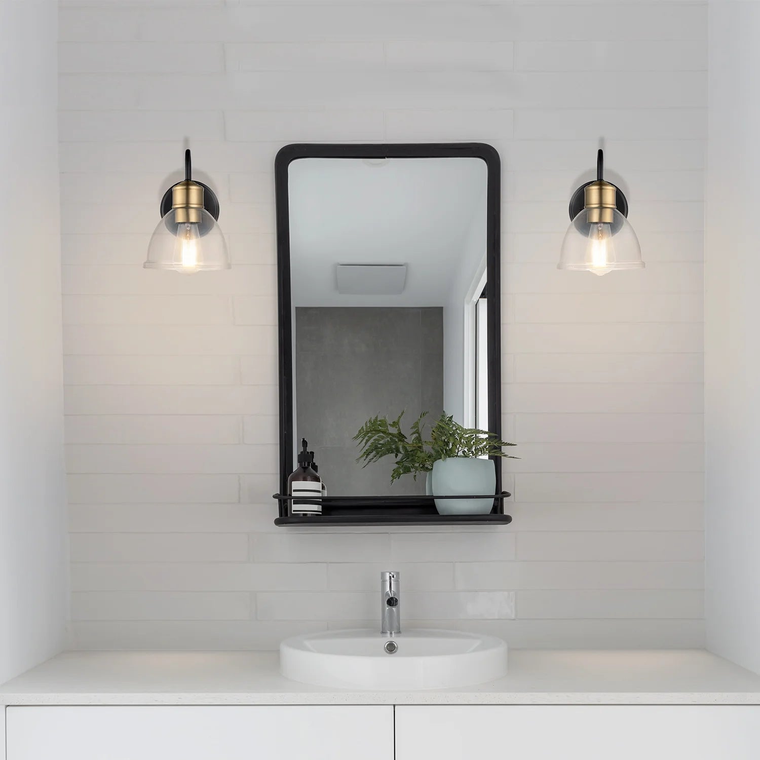 Brown 1-Light Dark Bronze Wall Sconce Light with Clear Glass Shade
