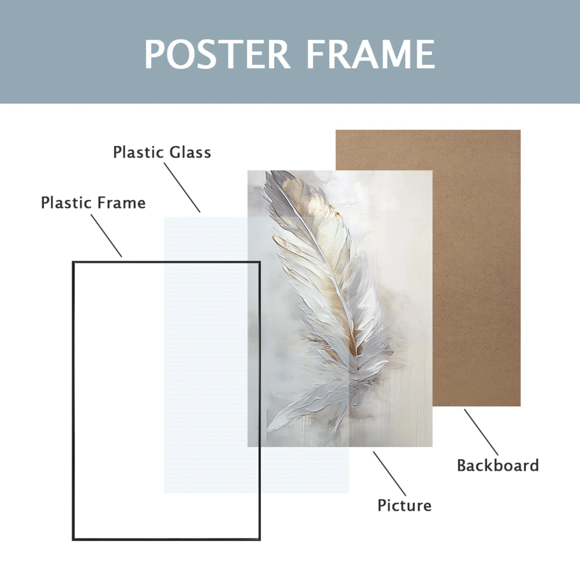 (3 Pack) Poster Frames in Black - Thin Border Photo Frames