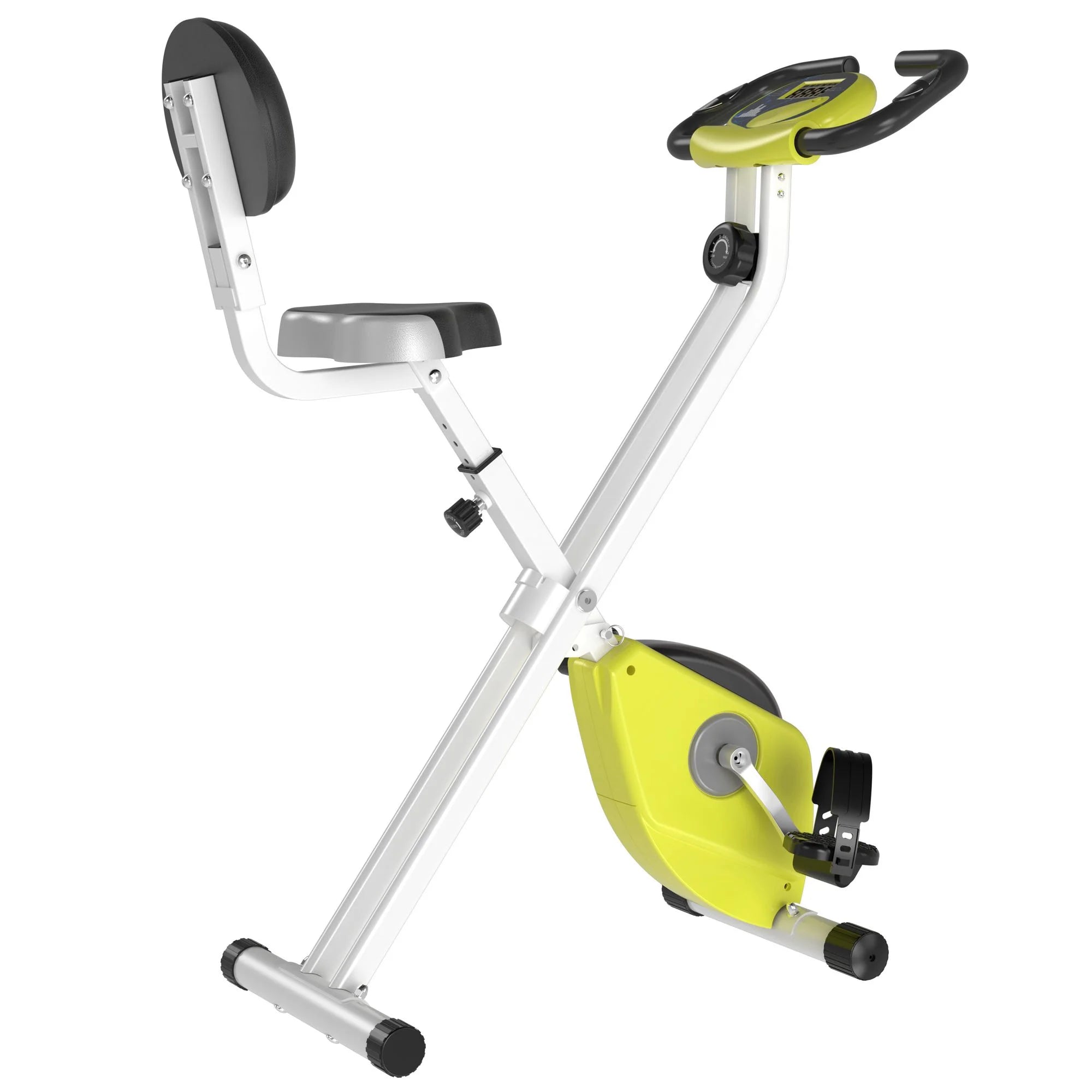 Foldable Upright Training Exercise Bike Indoor Stationary X Bike with 8 Levels of Magnetic Resistance for Aerobic Exercise, Yellow