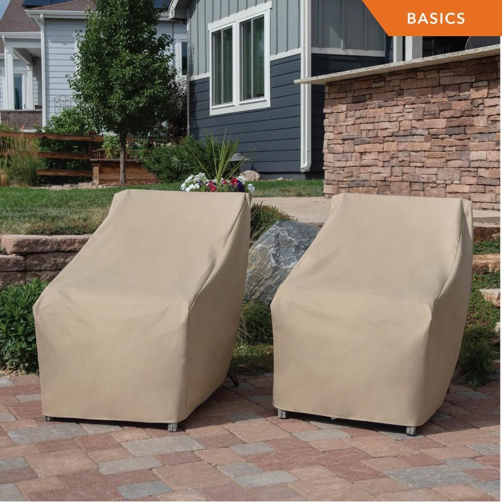 Basics Stackable High Back Chair & Bar Stool Cover, Beige, Set of 2
